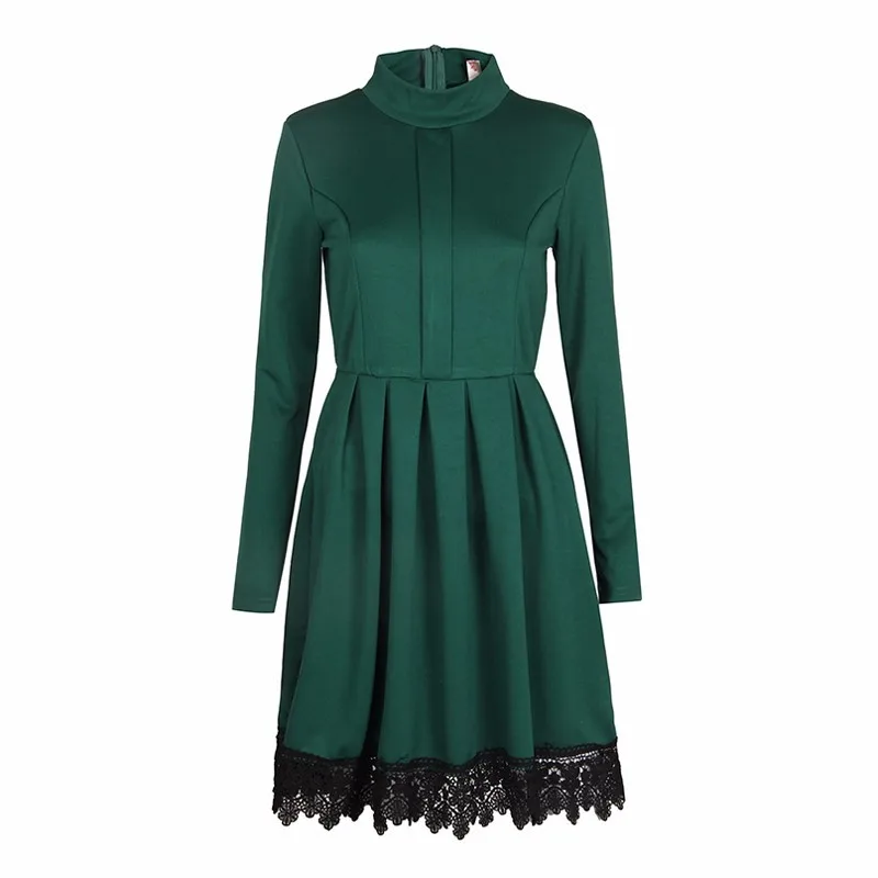 Кружевное осеннее платье женское для вечеринок винтажное с длинным рукавом