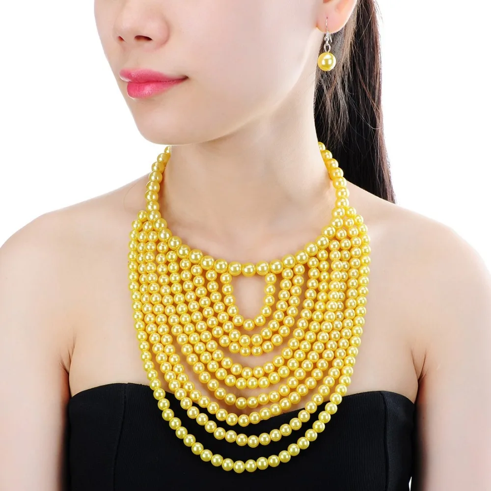 Женский ювелирный комплект из колье и серёг с жемчужинами|jewelry sets for women|necklace earrings