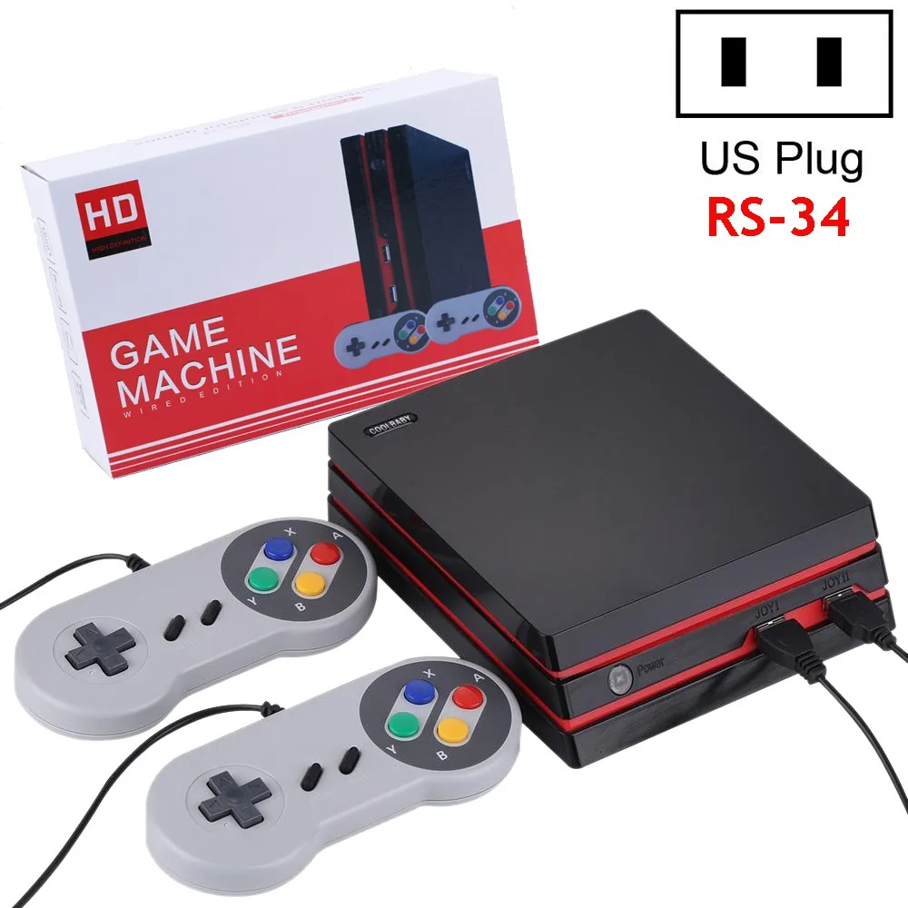 RS-34 US Plug RS-34/RS-93 ТВ Видео игровая консоль 64 бит Поддержка 4K HDMI/AV выход USB беспроводной Bluetooth контроллер встроенный 600 GBA NES MD - Цвет: RS-34 US Plug