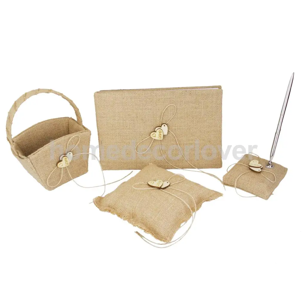 Свадебная корзина из мешковины с цветами для девочек уникальное деревянное