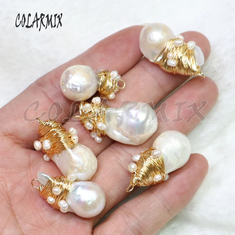 5 шт. подвески из натурального жемчуга большие жемчужные бусины ожерелье