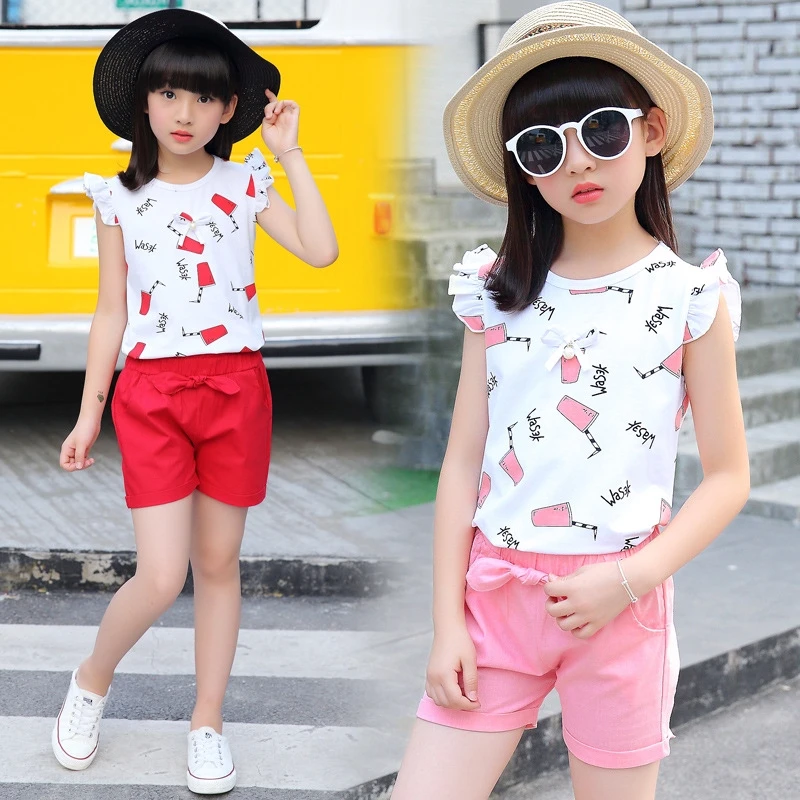 Dropshipping Summer Kid Clothes Blouse and Shorts Girl Sets Children Clothing | Детская одежда и обувь