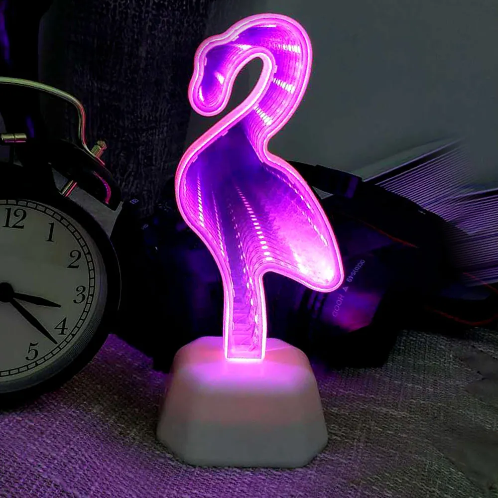 Зеркальные ночные светильники 3D LED туннель многоцветный Спальня праздничное