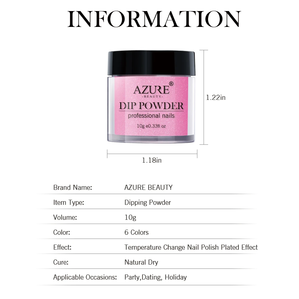 Косметическая пудра Azure Beauty 6 шт./лот термоменяющая градиентная для дизайна