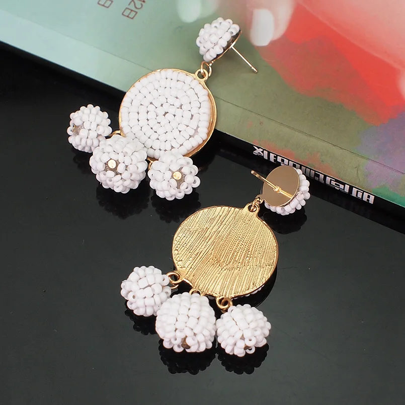 Женские серьги подвески MANILAI Boho из полимерных бусин круглые ручной работы