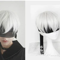 nierautomata 9s silver grey short wig yorha no 9 model s men anime cosplay wig not including black eye patch wig cap