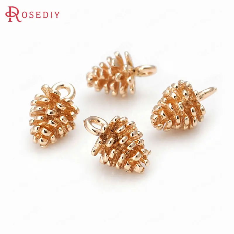6PCS 8x12MM 24K Champagne Gold Color Plated Brass Small Pinecone Charms High Quality Diy Jewelry Accessories | Украшения и