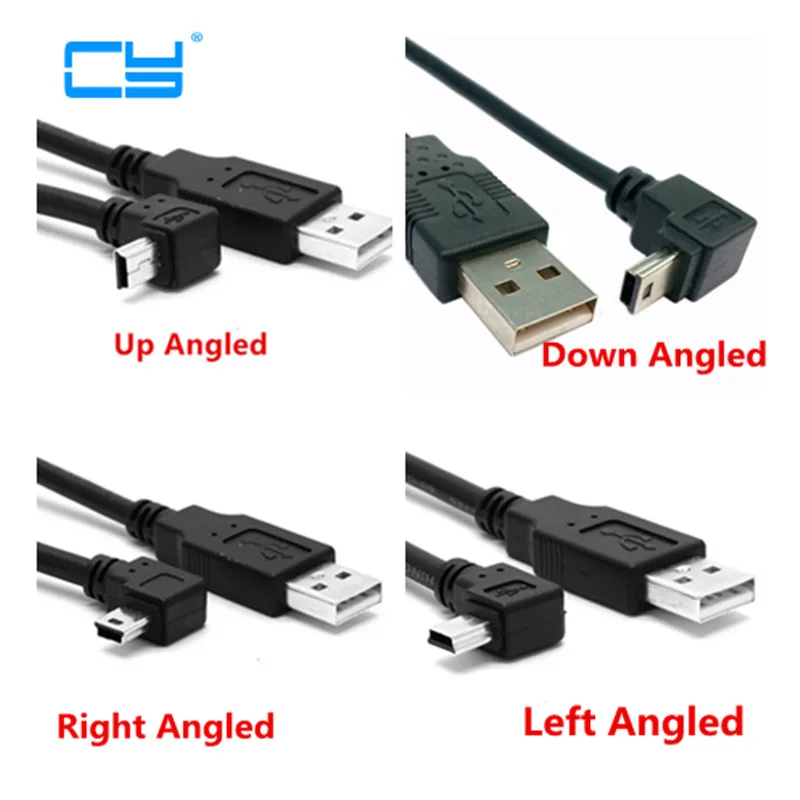 

USB 2.0 Male to Mini USB B Type 5pin 90 Degree Up /Down / Left / Right Angled Male Data Cable 0.25m/0.5m/1.8m/5m 20cm 50cm 6FT