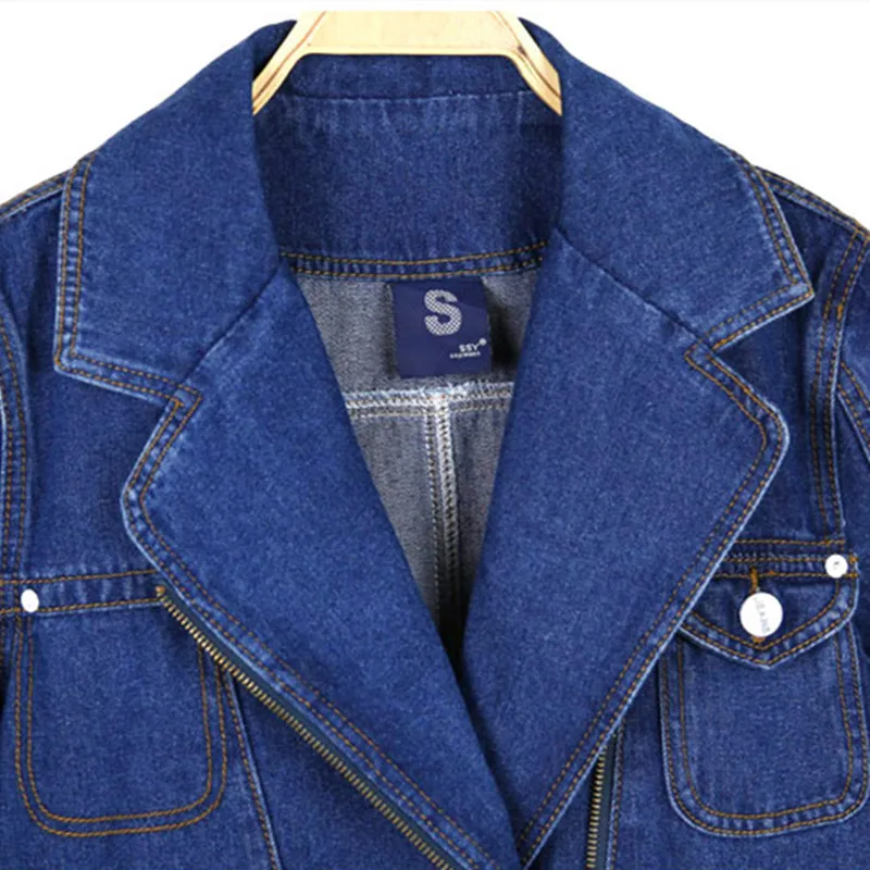 Женская джинсовая куртка с длинным рукавом свободная в стиле ретро Корейском на