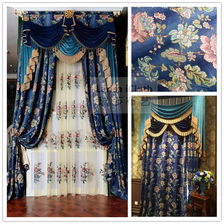 Роскошная драпировочная занавеска в американском стиле с цветочным дизайном и