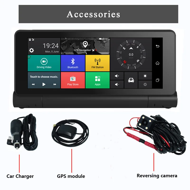 Видеорегистратор автомобильный 7 дюймов 4G Wi Fi ADAS Android 5 1 Full HD 1080P