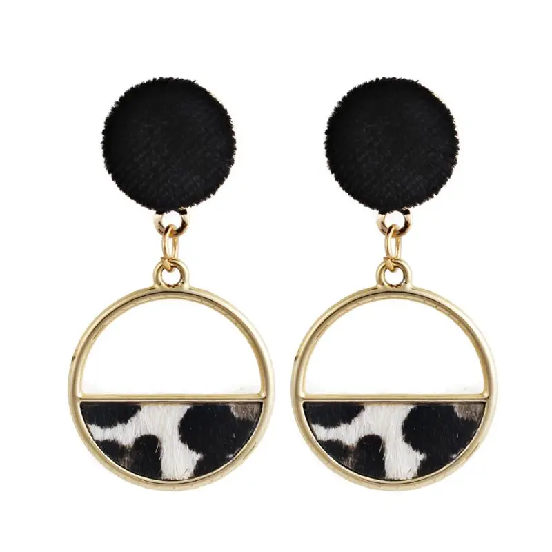 Женские круглые серьги с леопардовым принтом зимние массивные модные ювелирные