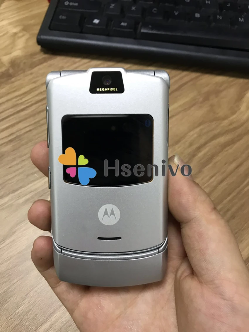 Щепка Цвет~ Всемирная версия флип диапазона квада GSM Motorola DROID Razr V3 мобильного телефона один год гарантии