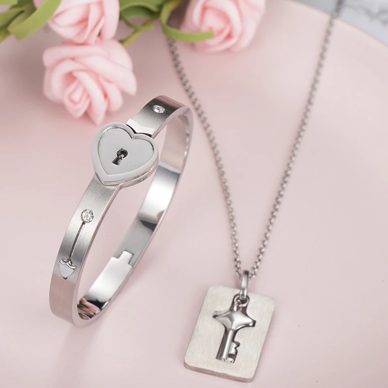 ZPAMS браслеты из нержавеющей стали для женщин любовь сердце замок женский браслет