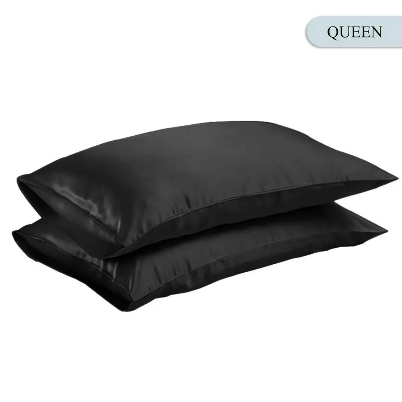 UK Queen Black Queen/KING Шелковый атласный чехол для подушки, постельные принадлежности, чехол для подушки, гладкий домашний белый, черный, серый, хаки, небесно-голубой, розовый, серебристый - Цвет: UK Queen Black