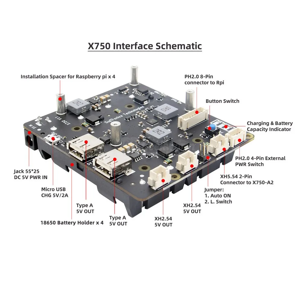 Raspberry Pi 4B/3B+/3B 18650 UPS и безопасная Плата расширения управления питанием, X750 щиты для Raspberry Pi 4 модели B/3B+/3B/2B