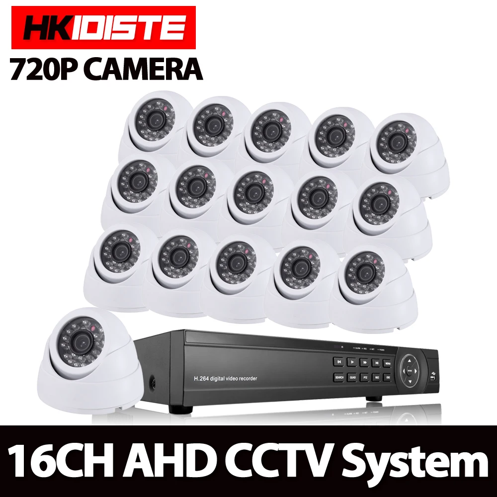 16 каналов hdmi 1080p DVR AHD 720P комплект видеонаблюдения шт. 1.0mp 2000TVL Крытая белая