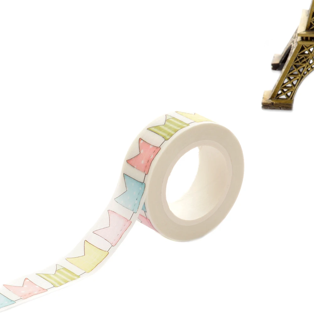 

1 PC 1.5cm*10m Colour Flag Washi Tape DIY Decoration Scrapbooking Planner Masking Tape Adhesive Tape School Stationery