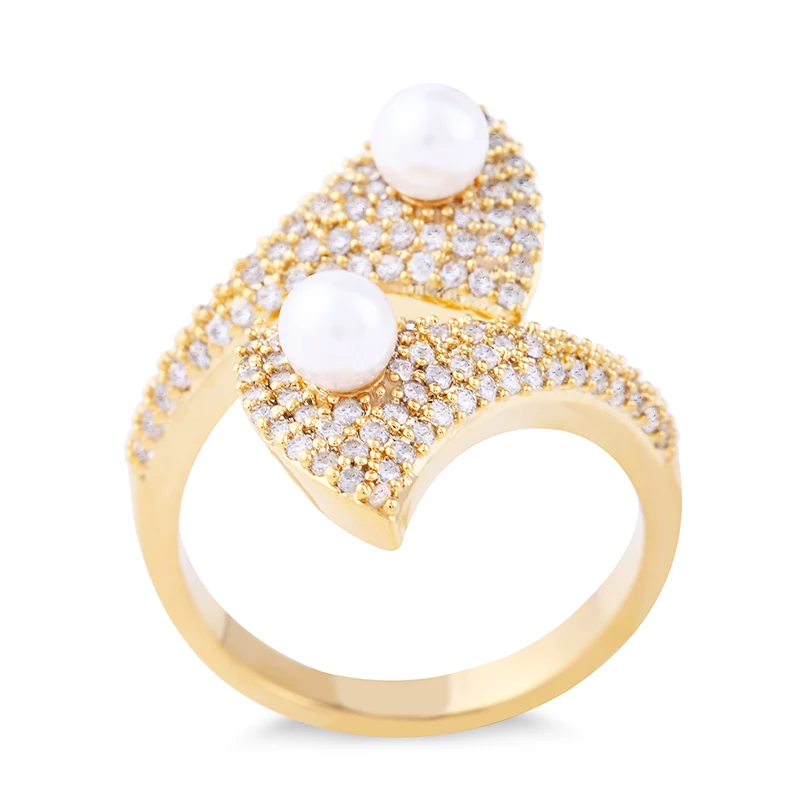 Женское кольцо с жемчугом OCESRIO регулируемое серебряное цирконием для свадьбы rig