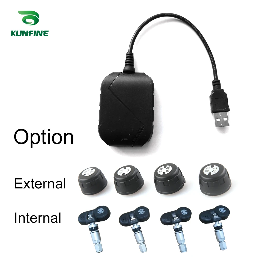 

Система контроля давления в шинах KUNFINE, 5 В, с 4 датчиками, USB, Android