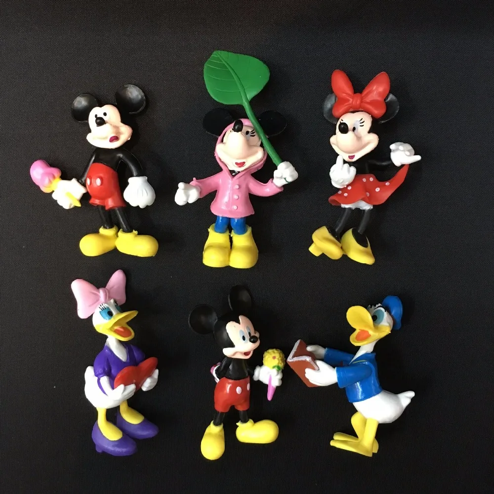 Игрушки Disney 6 шт./компл. Набор фигурок аниме Микки Маус клубный дом Минни