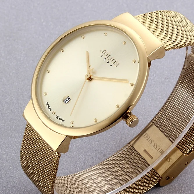 Мужские кварцевые часы Julius супертонкие аналоговые повседневные наручные из