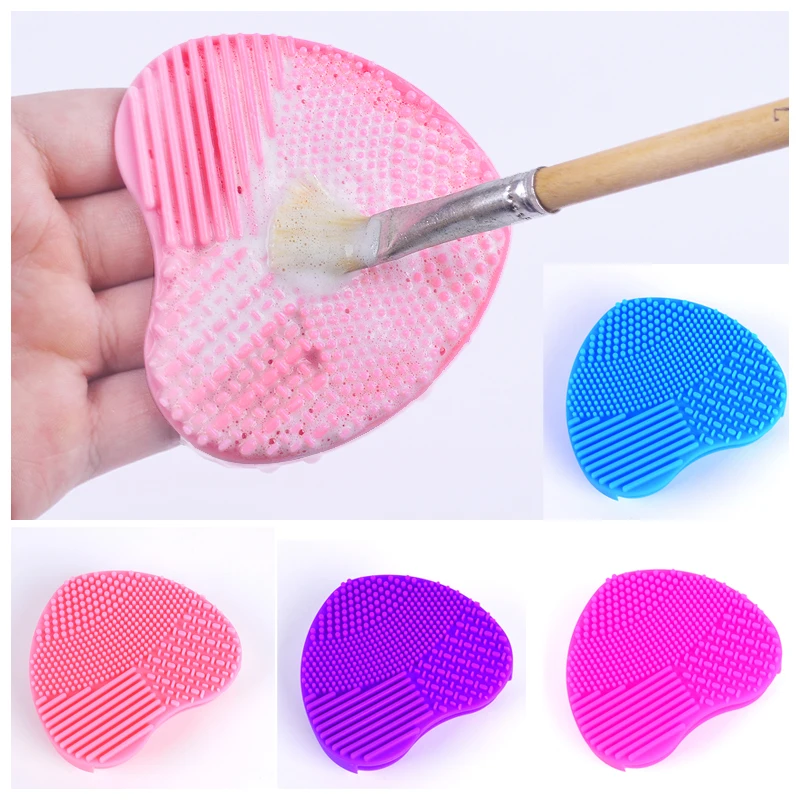 

Nail Brush Cleaning Pad Cosmetic Silicone Cleaning Brush Pad Heart Shape Egg Heart Design Makeup Brush Deep Cleaning Brush