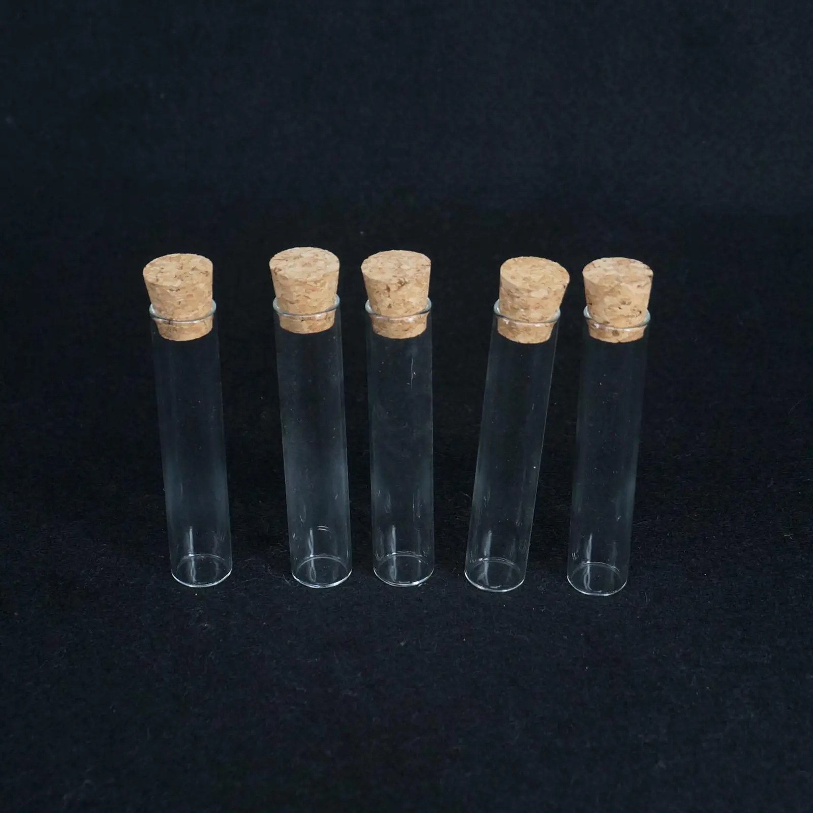 

5Pcs 20x100mm Lab Glass Test Tube Flat Bottom With Wood Stopper Thermostability