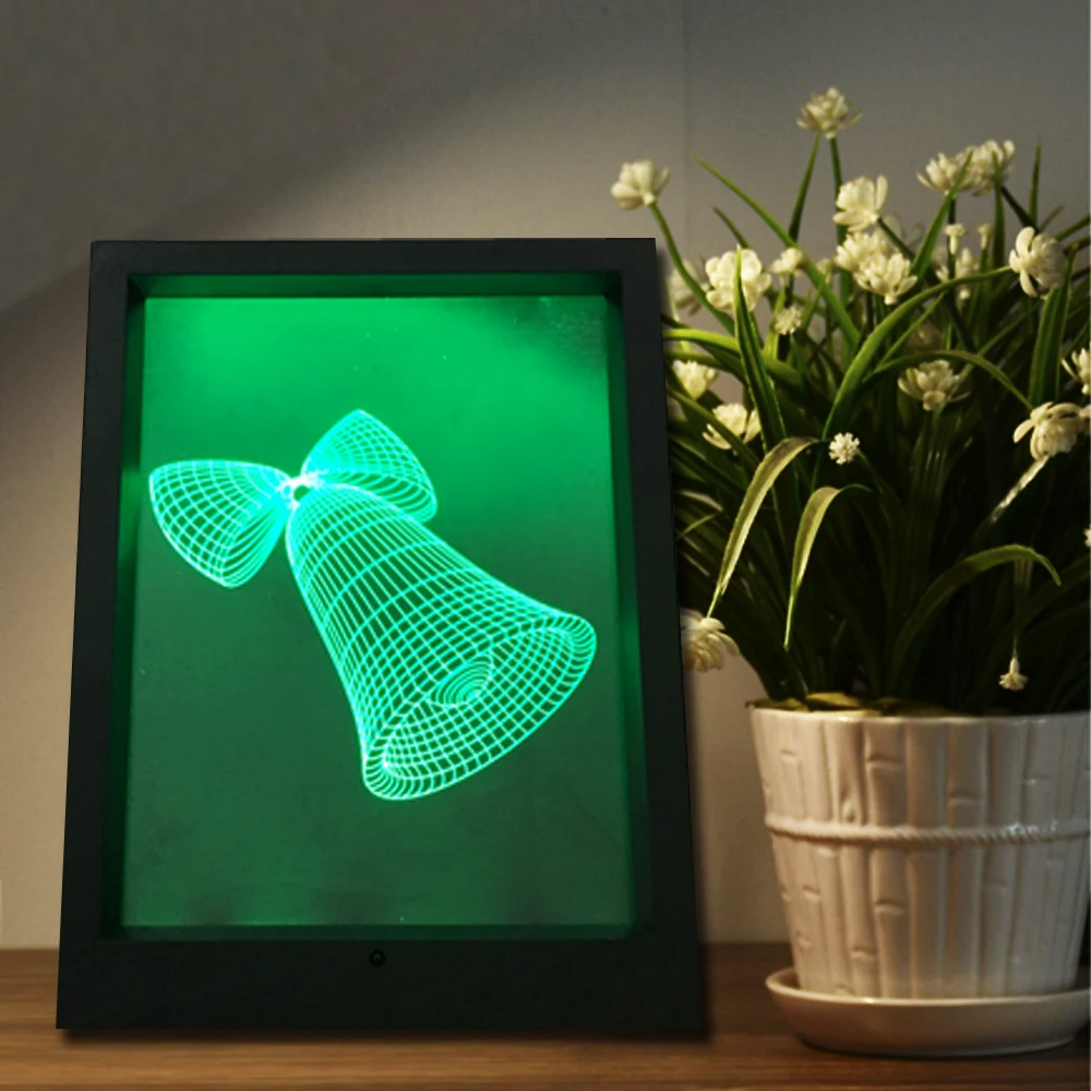 Рождественский Колокольчик 3D Ночь Свет Визуальный ИНДИКАТОР USB Настольная Лампа