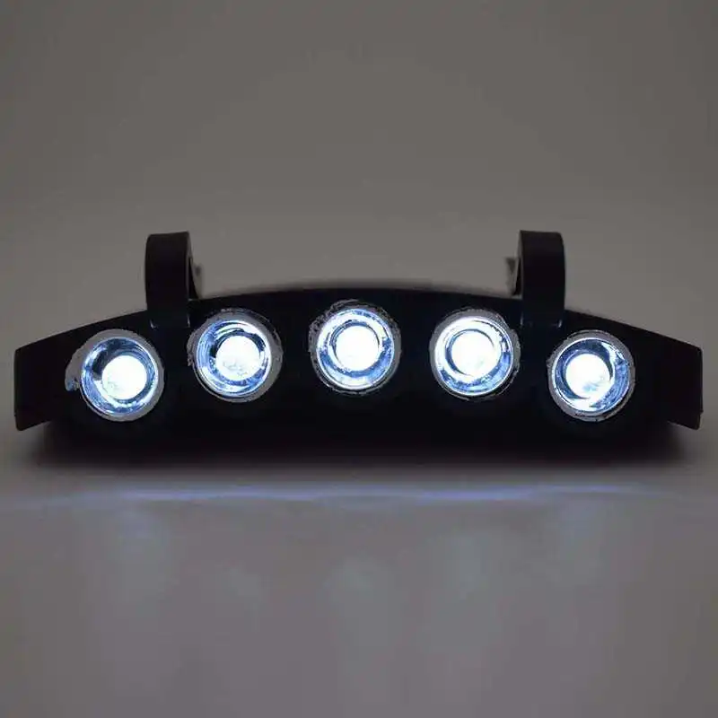 Налобный фонарь 5 светодиодный головной убор шапка с фонариком яркий прищепка