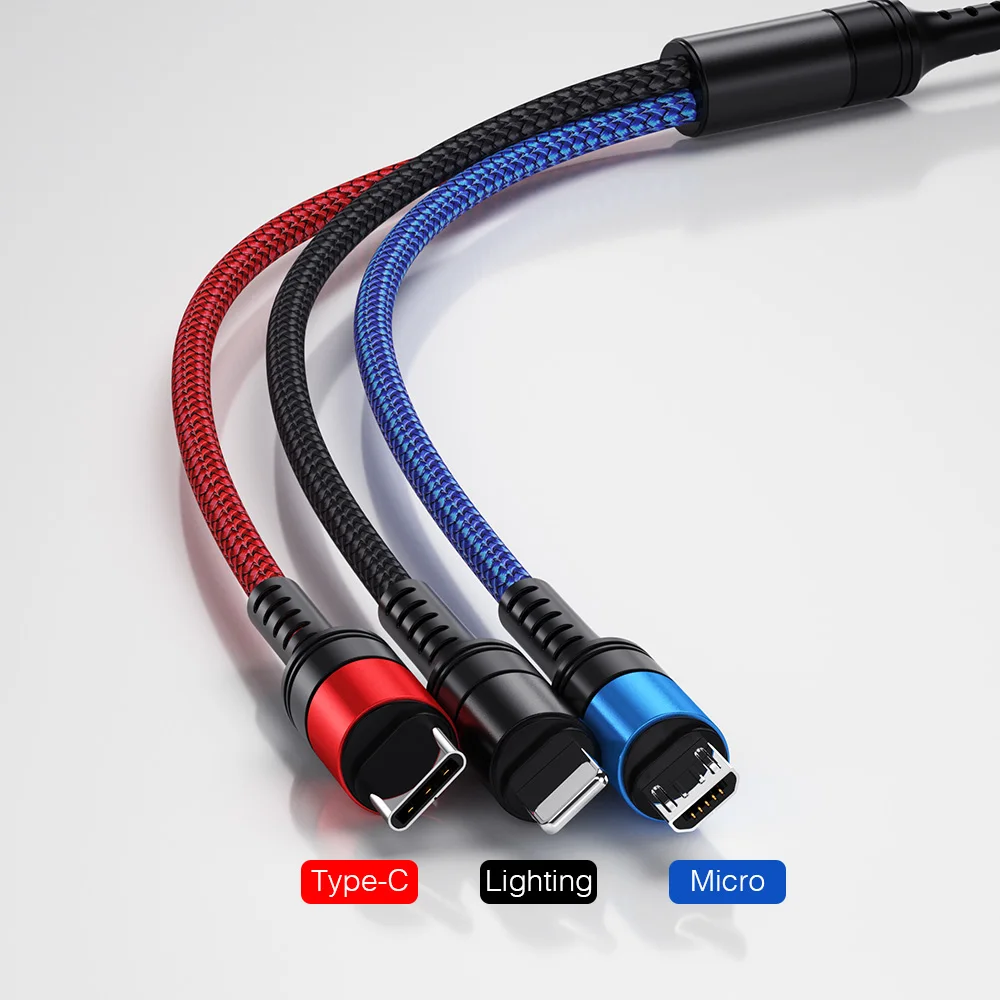 USB телефонный кабель для Apple Android type C 3 в 1 3A Быстрая зарядка type-C Micro кабели для мобильных телефонов для samsung huawei Xiaomi AG