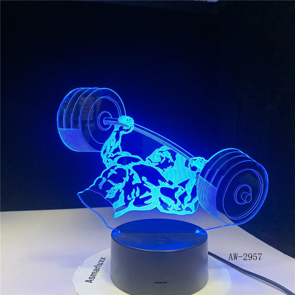 Вес подъема 3D Ночной светильник 7 цветов Изменение Акриловые USB Новинка