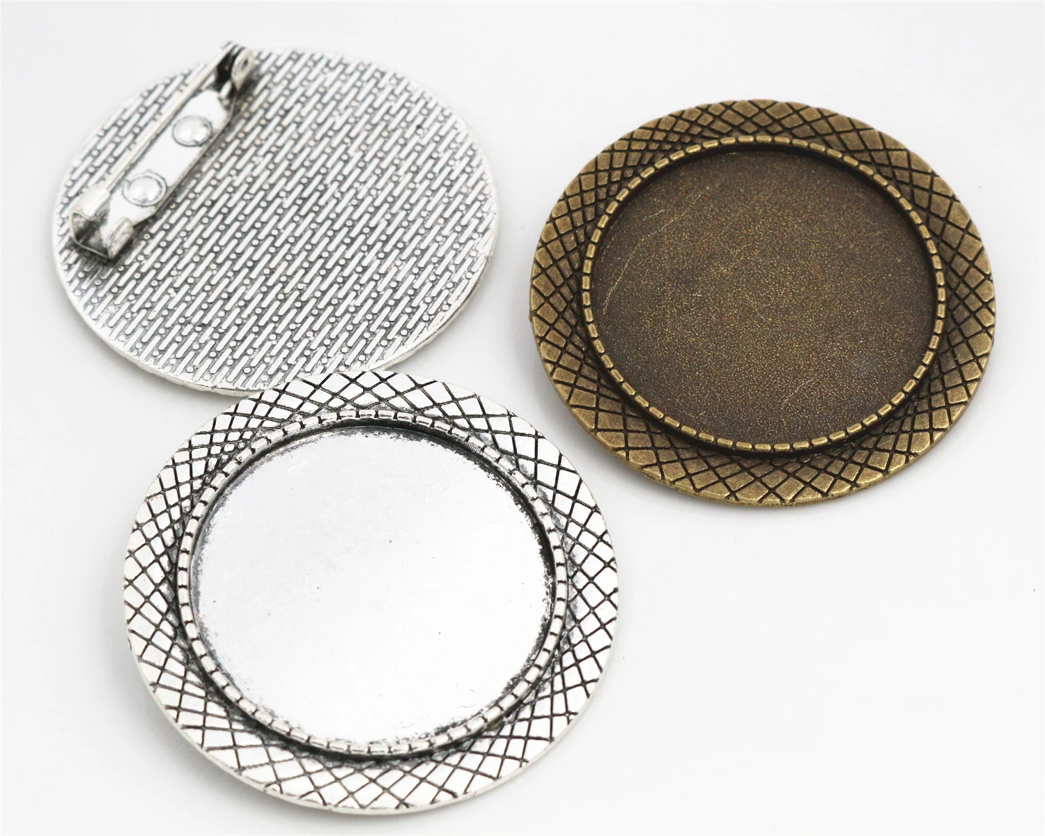 5 шт./лот 30 мм Внутренний размер Античная Посеребренная Цветная брошь булавка