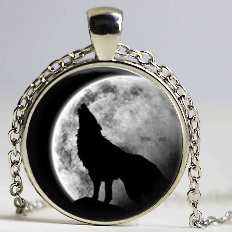 Старк волк винтажная луна стекло фотография ожерелье женские и мужские