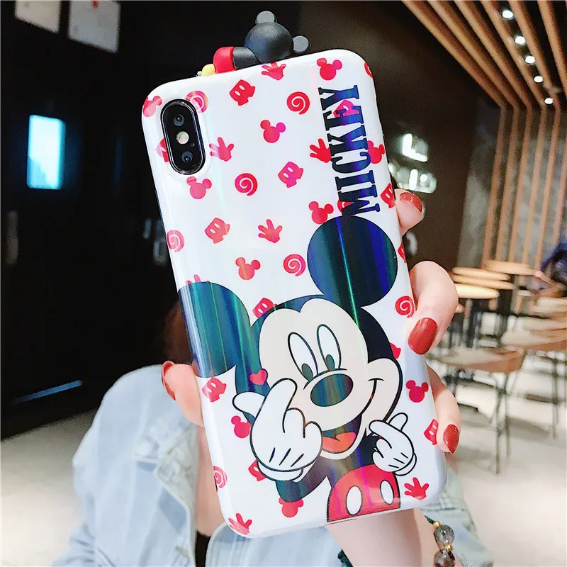 Для iphone XS Max с мультипликационным принтом с Винни-пухом для чехол для телефона, милый чехол с изображением чудовищ для iphone X XS XR 6 7 8 плюс Чехол+ игрушка помпоном+ ремень - Цвет: 3D case