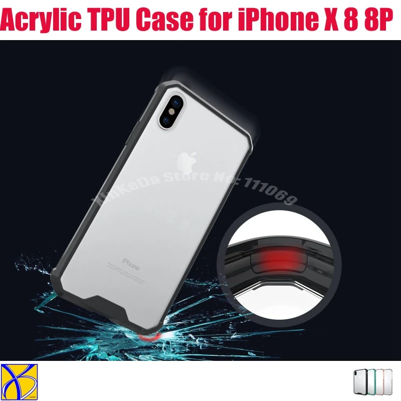 

100 шт для iPhone X iPhoneX Smart Cover TPU + прозрачный акриловый чехол для мобильного телефона для iPhone 6 6S 7 8 plus прозрачный глянцевый чехол