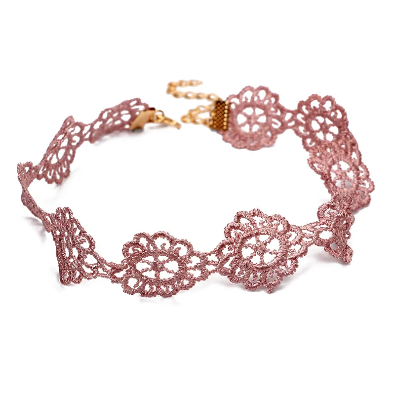 Готический розовый цветок кружева колье Цепочки и ожерелья личности Для женщин