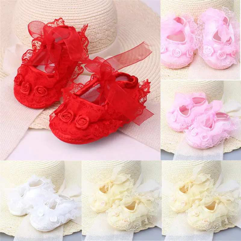 

Pudcoco 2019 Brand New Infant Newborn Baby Girl Princess Shoes Non-Slip Lace Flower Shoes Lovely Floral Kids Shoes