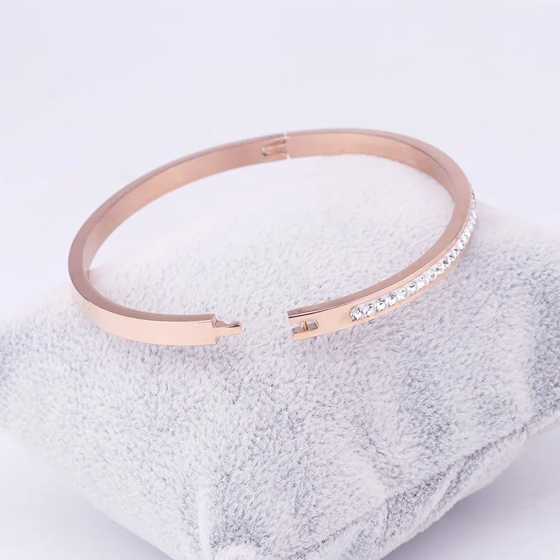 Sellsets Модный золотой цвет браслет манжеты кристаллы в один ряд горный хрусталь