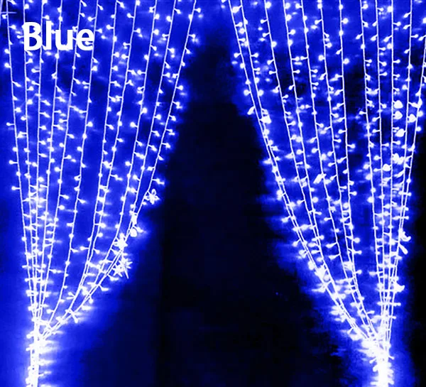 Blue 4*0,6/3*1/3*2/3*3 м Светодиодная лампа-занавеска Сказочный светильник-гирлянда Сказочный Рождественский светильник для свадьбы, дома, вечерние украшения 220 В, EU pl - Испускаемый цвет: Blue