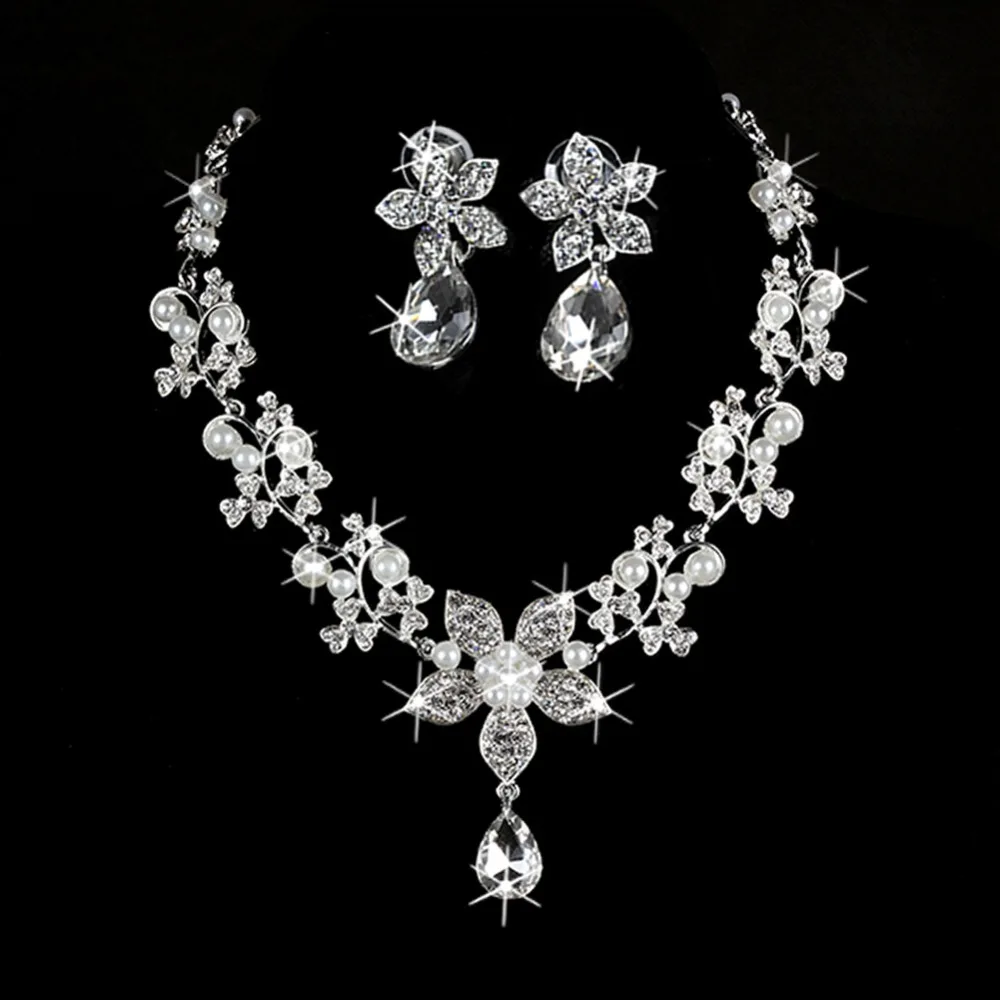 Комплект из колье и серёг с кристаллами|necklace earrings jewelry set|jewelry setsearrings necklace set |