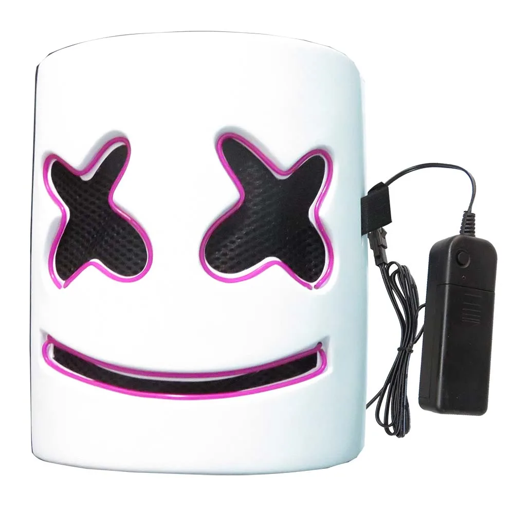 Хэллоуин Рождество светодиодная светящаяся маска marshmello диджея EL wire вечеринка