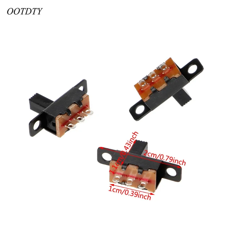 OOTDTY 20 шт. DC 50 в 0.5A 3 припоя наконечник 2 положения SPDT 1P2T мини панель слайд