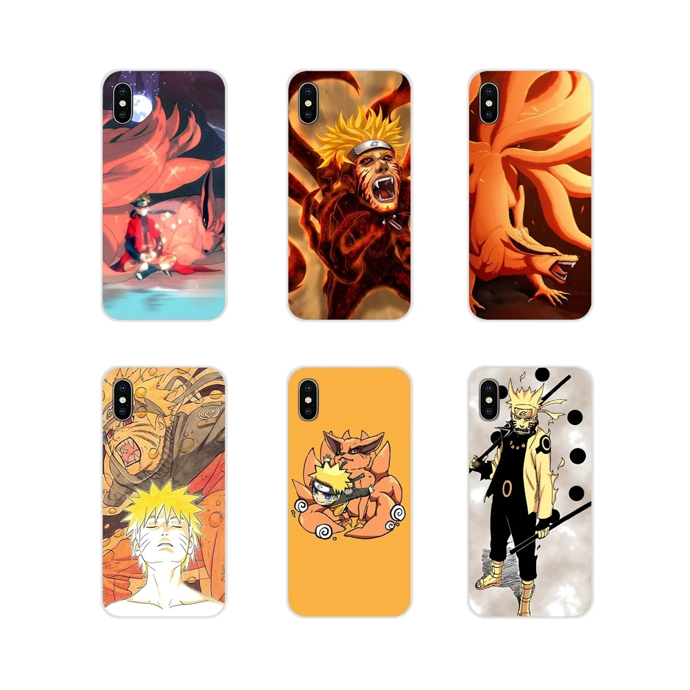 Прозрачный мягкий ТПУ чехол с девятью хвостами демон лиса Наруто для Apple iPhone X XR XS