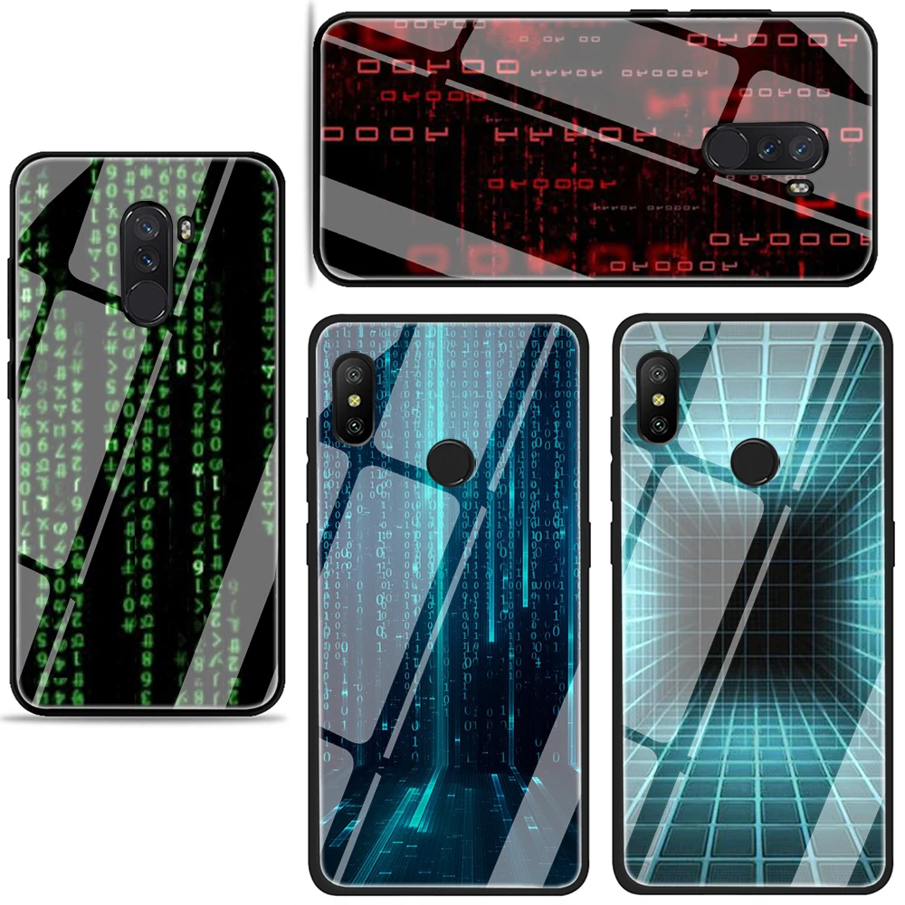 Модный чехол из закаленного стекла с кодом матрицы для телефона Xiaomi Mi 8 9 A1 5X A2 6X Redmi