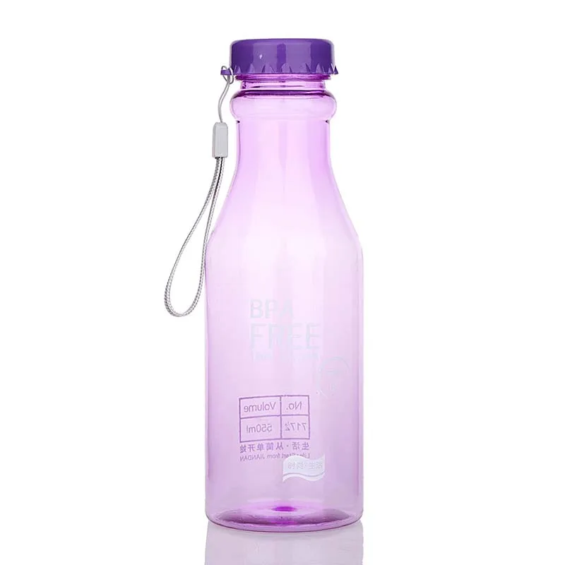 Transparent purple JOUDOO 500 мл портативная Герметичная Бутылка Для Воды на открытом воздухе Велосипедный спорт Питьевая небьющаяся пластиковая бутылка для воды 10 - Цвет: Transparent purple