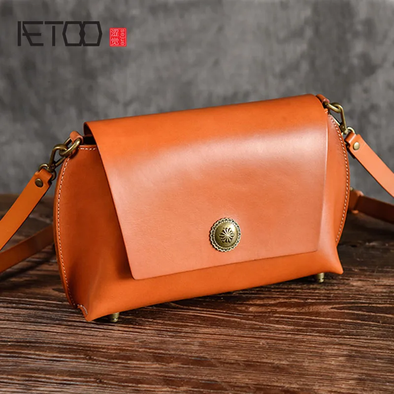 AETOO новинка женская сумка на плечо растительного дубления кожаная Ретро стиль