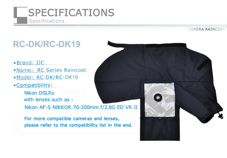 JJC дождевик чехол для защиты от пыли для Nikon D7100 D7000 D5300 D5200 D5100 D3300 D3200 D3100 D750 D610 D300s F80 F65
