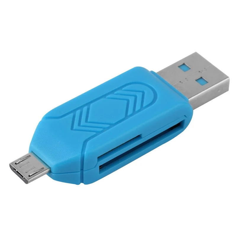 Синий 1 шт. Универсальный кард-ридер мобильный телефон ПК кард-ридер Micro USB OTG кард-ридер OTG TF/S-D флэш-память - Цвет: Синий