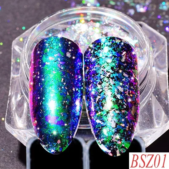 BSZ01 Полная красота 0,2 г голографическая блестящая ногтей блестки 3D Блестящий акриловый гель DIY Хамелеон блестки блеск для ногтей CHBSZ01-12 - Цвет: BSZ01